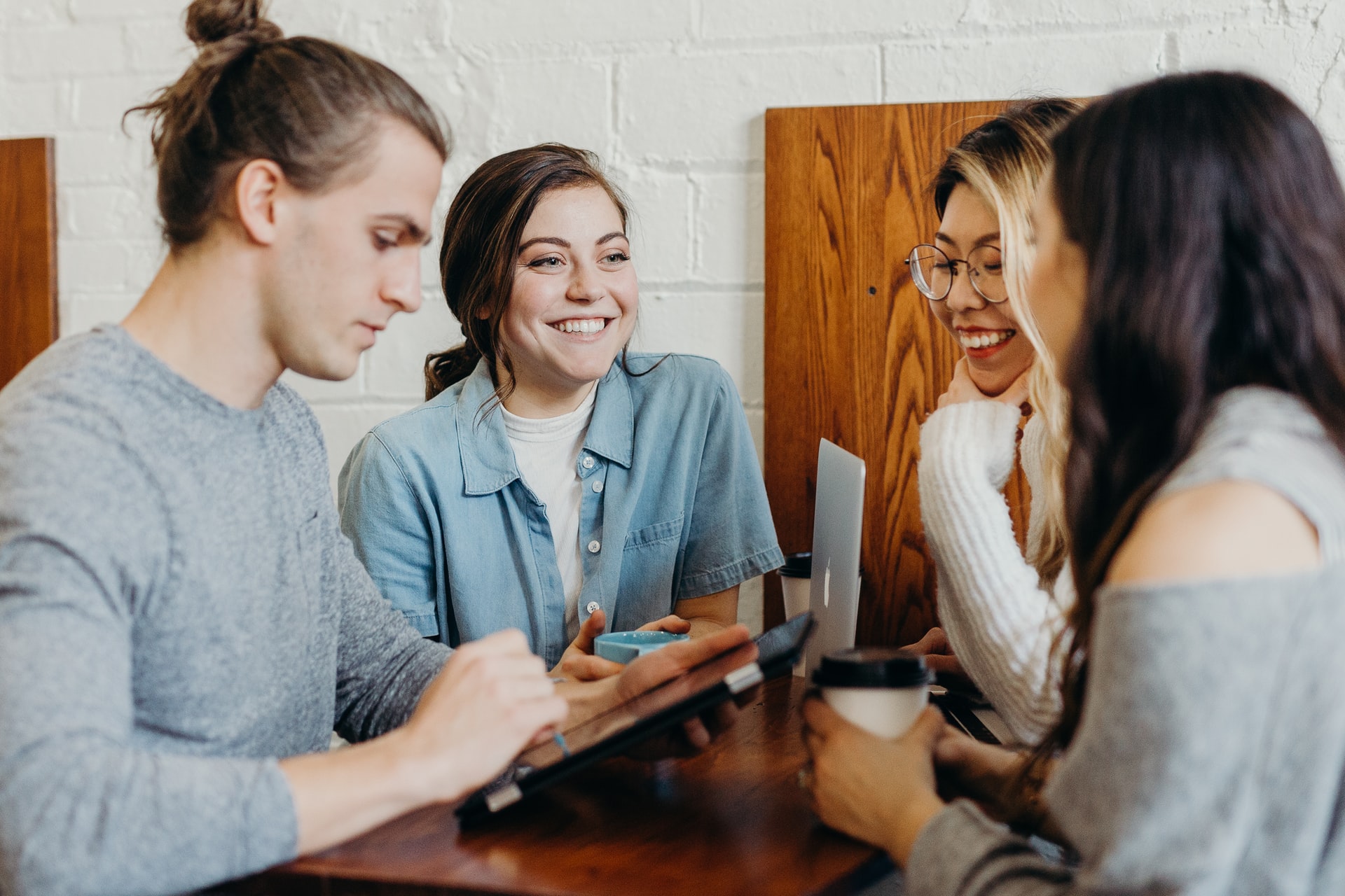 a group of friends engaging in a conversation