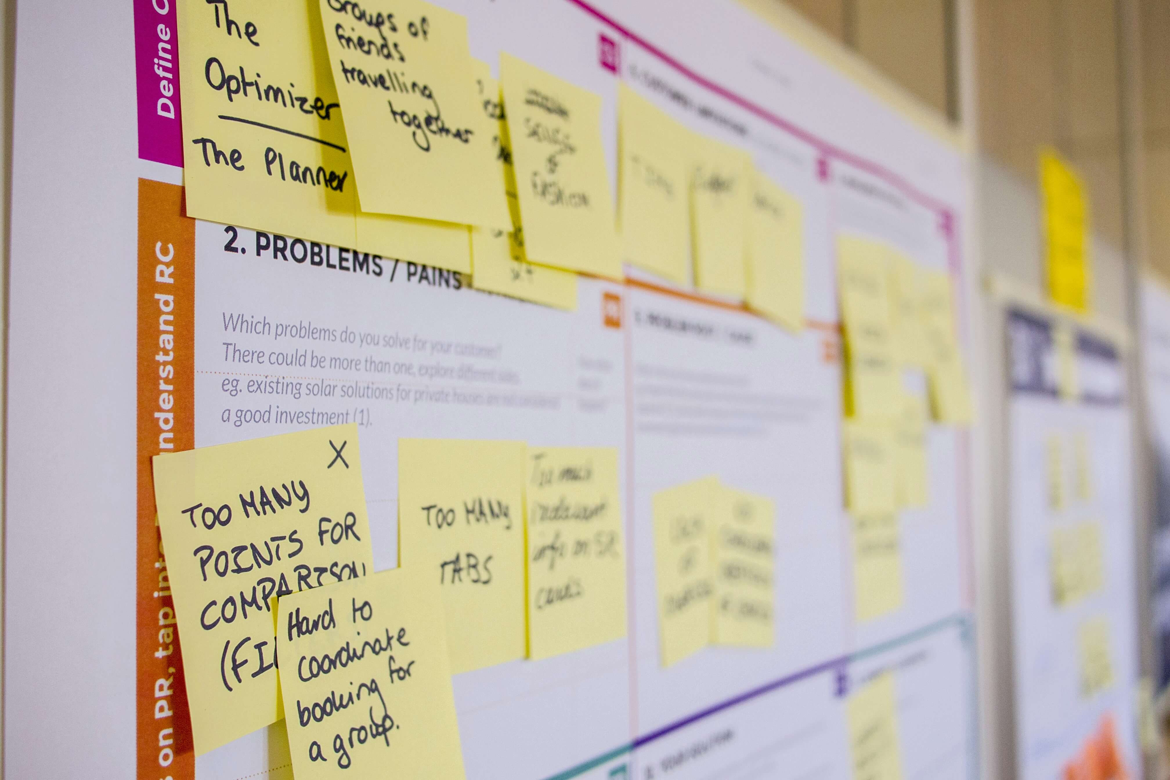 Sticky note plans with text board