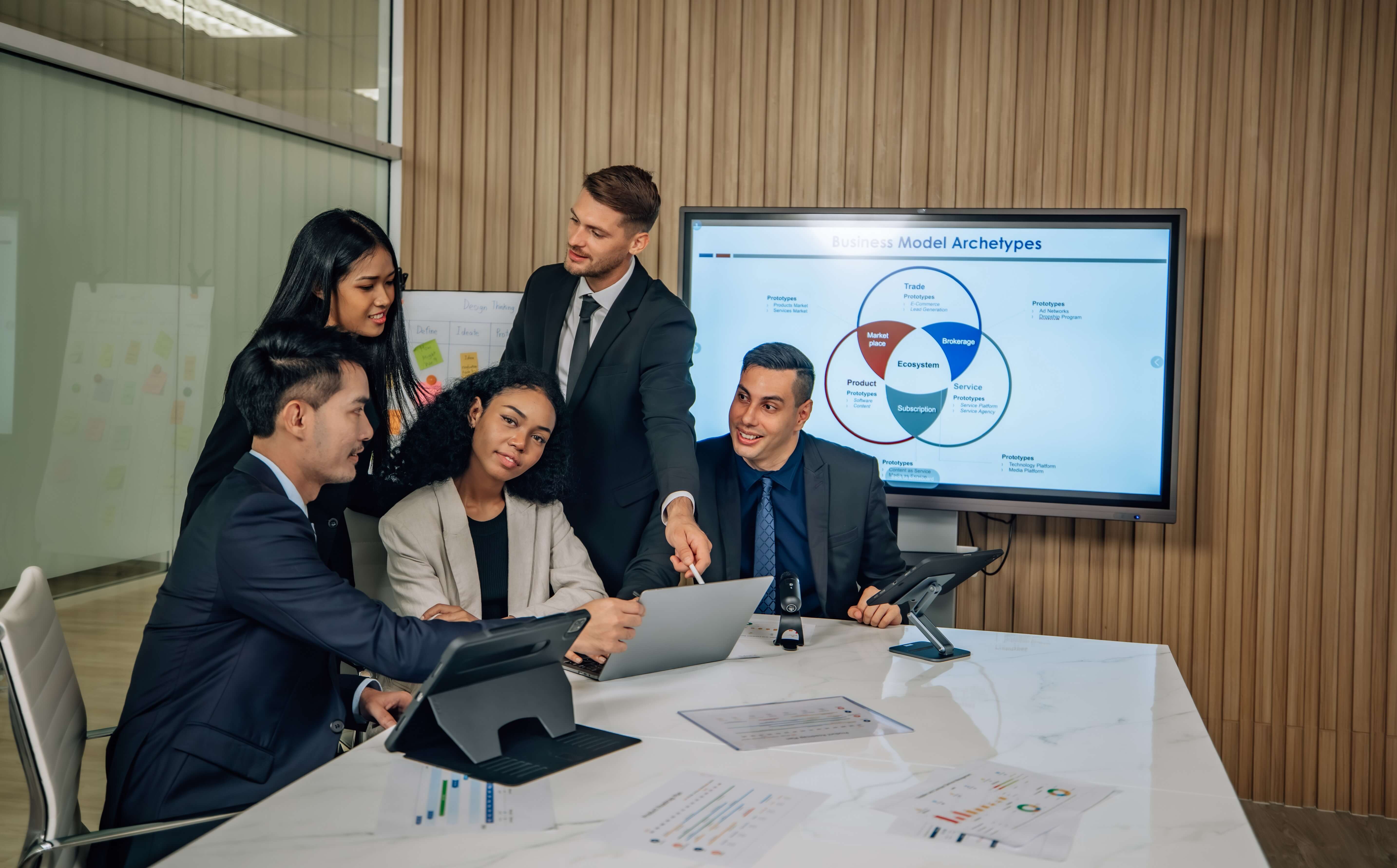 Diverse team innovates for sales kpis via collaboration