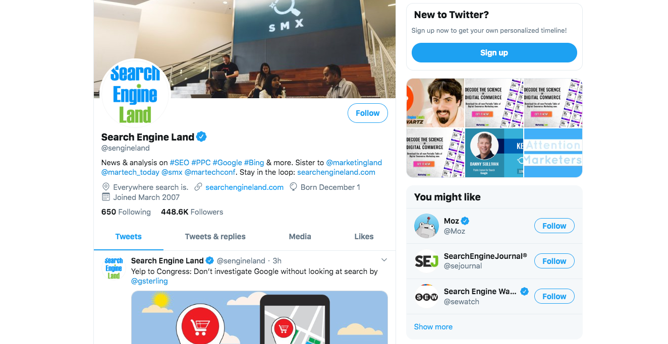 Search engine land twitter