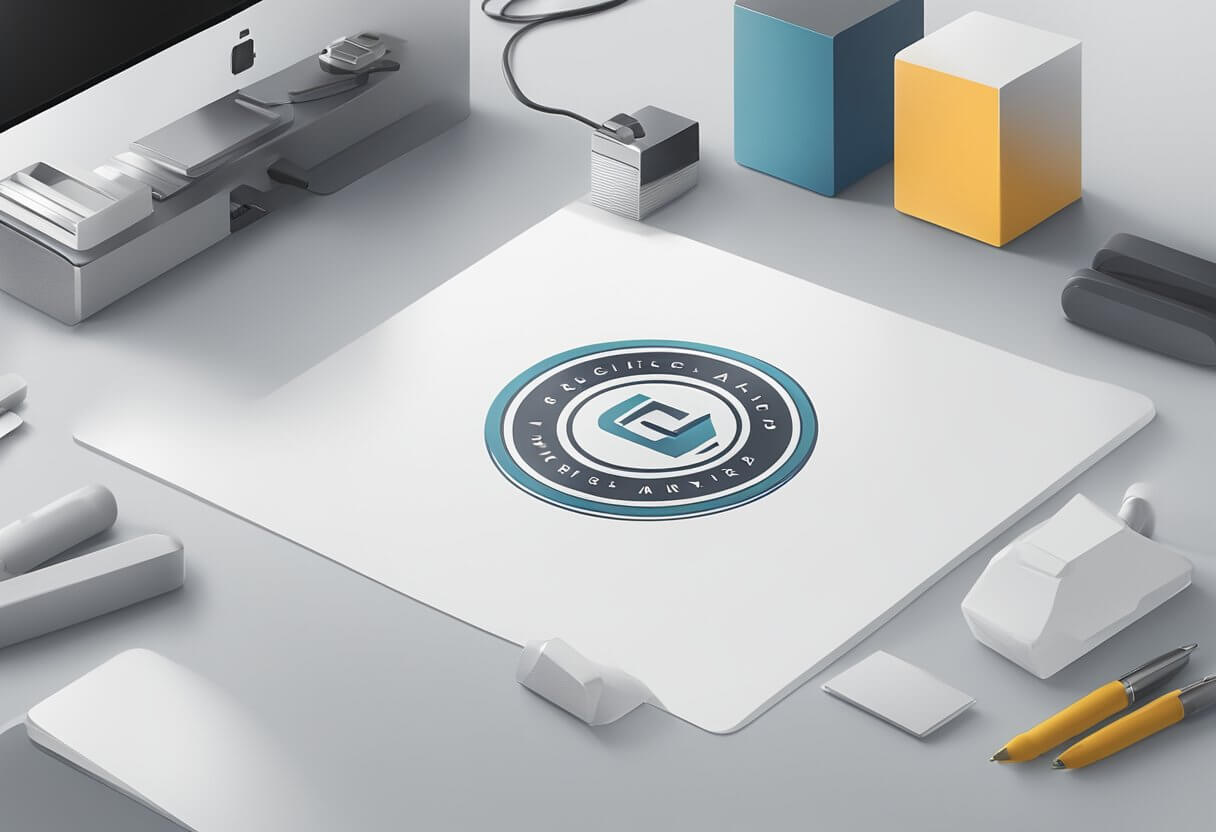 Digital agency logo being stamped onto blank product