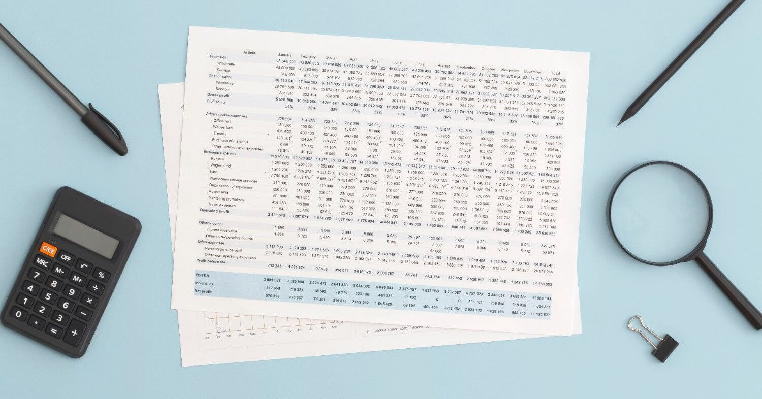 Business financial report table financial development banking account statistics